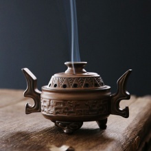 包邮 蟠螭香炉复古陶瓷盘香炉家用净化空气薰香炉,三合