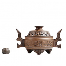 包邮 蟠螭香炉复古陶瓷盘香炉家用净化空气薰香炉,三合